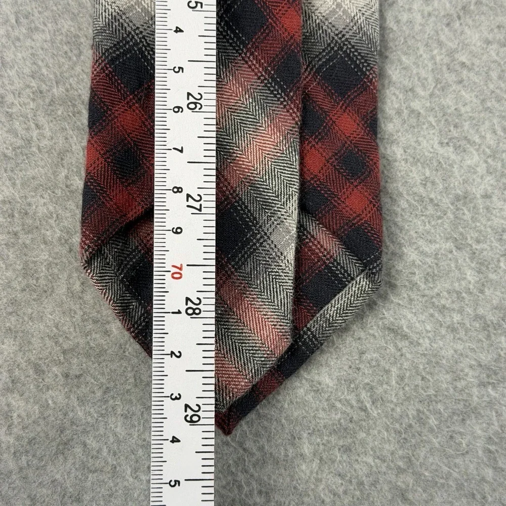 Onassis 100% Cotton Plaid Neck Tie Black Red Gray White‎ Standard 58x3.1